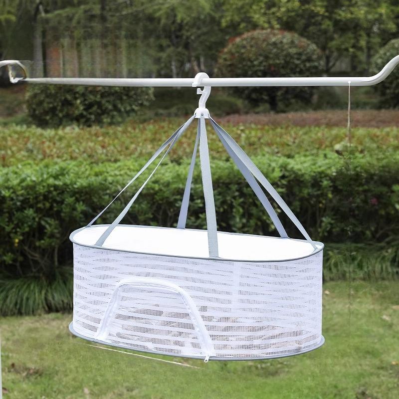 

Home Foldable Balcony Clothes Basket Windproof And Mosquito Proof Mesh Cover Vegetable Basket Sweater Flat Drying Net