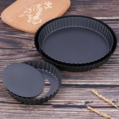 38938 Rundes Kuchenblech aus Karbonstahl mit antihaftbeschichtetem Boden, runder Pizzateller für Kuchen