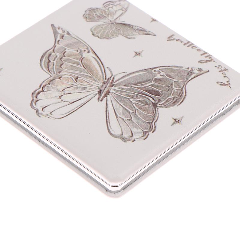 Portable Double-Sided Folding Makeup Mirror Butterfly Square Magnifying Mirror Pocket Compact Vanity Handheld Mirror