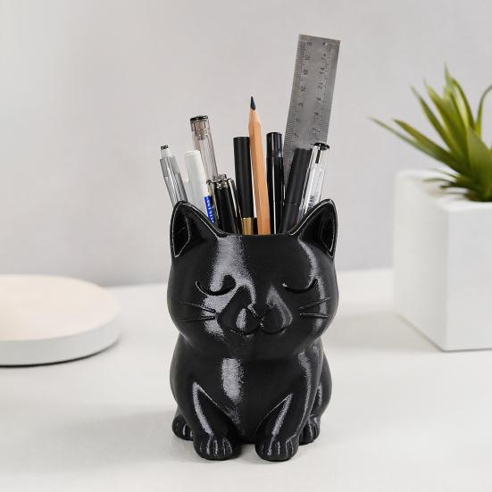 Cat Pen Holder, Cute Kitty Desk Organizer for Stationery Storage, Large Capacity Pencil Stand for Office Home, Creative Storage Box Gift