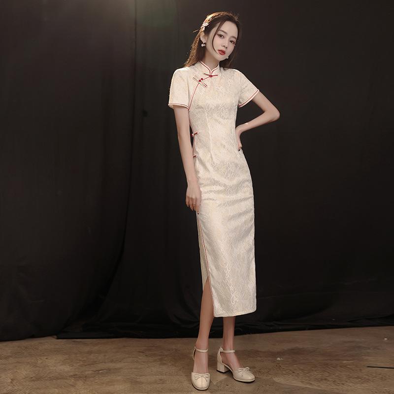 Elegant Retro Chinese Lace Cheongsam Dress for Young Girls