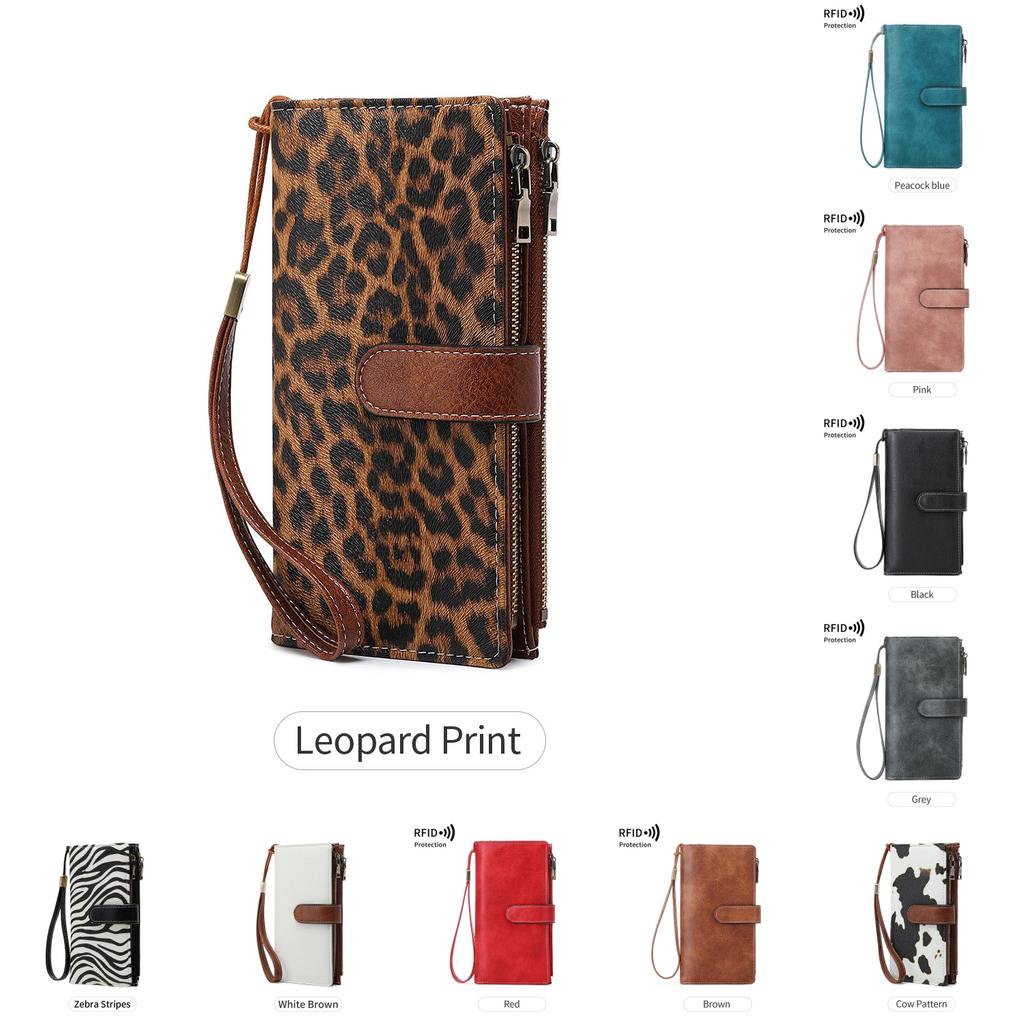 Portafoglio Multifunzionale in Pelle RFID per Donna con Grande Capacità e Stile Vintage
