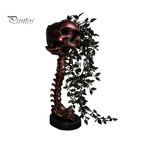 Alternative Home Gardening Pots Gothic Skull Planter for Succulents Pothos, Creative Skeleton Flower Pot with Dark Decor Living Room Spine Column,