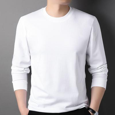 Autumn And Winter Cotton Long-Sleeved T-Shirt Men'S Autumn Threaded Cuff Bottoming Shirt Casual Crew Neck Sweater