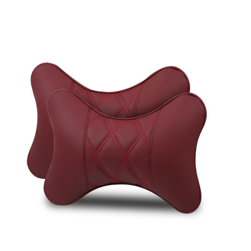 

2 шт. автомобильные подушки для шеи с обеих сторон, подголовник из искусственной кожи для облегчения головной боли, заполненная волокном автомобильная подушка, подходит для Honda Toyota красный