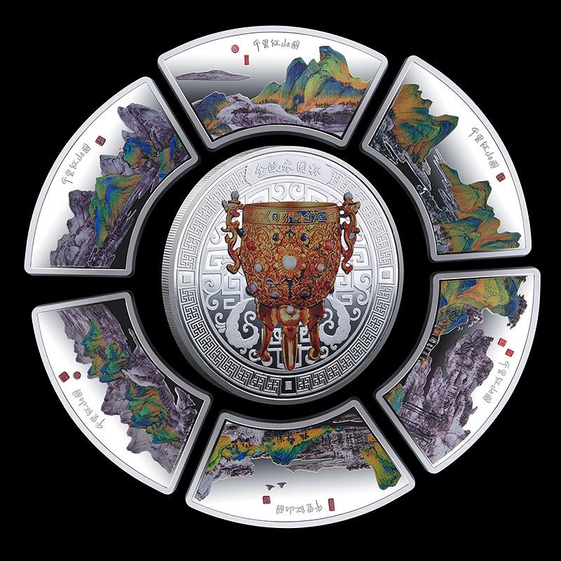 Thousand mile landscape map, commemorative medal set, three-dimensional relief, color printed commemorative medal, Christmas gift, Stocking stuffers