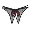 Sexy Embroidered Lingerie Women's Panties Mesh Lace Transparent Thong Crotch Opening G-strings Brief Erotic Hollow Underwear