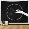 Black and White Moon Hands Tapestry Polyester Witchy Wall Hanging Mystic Gothic Decor for Bedroom Living Room Dorm Background