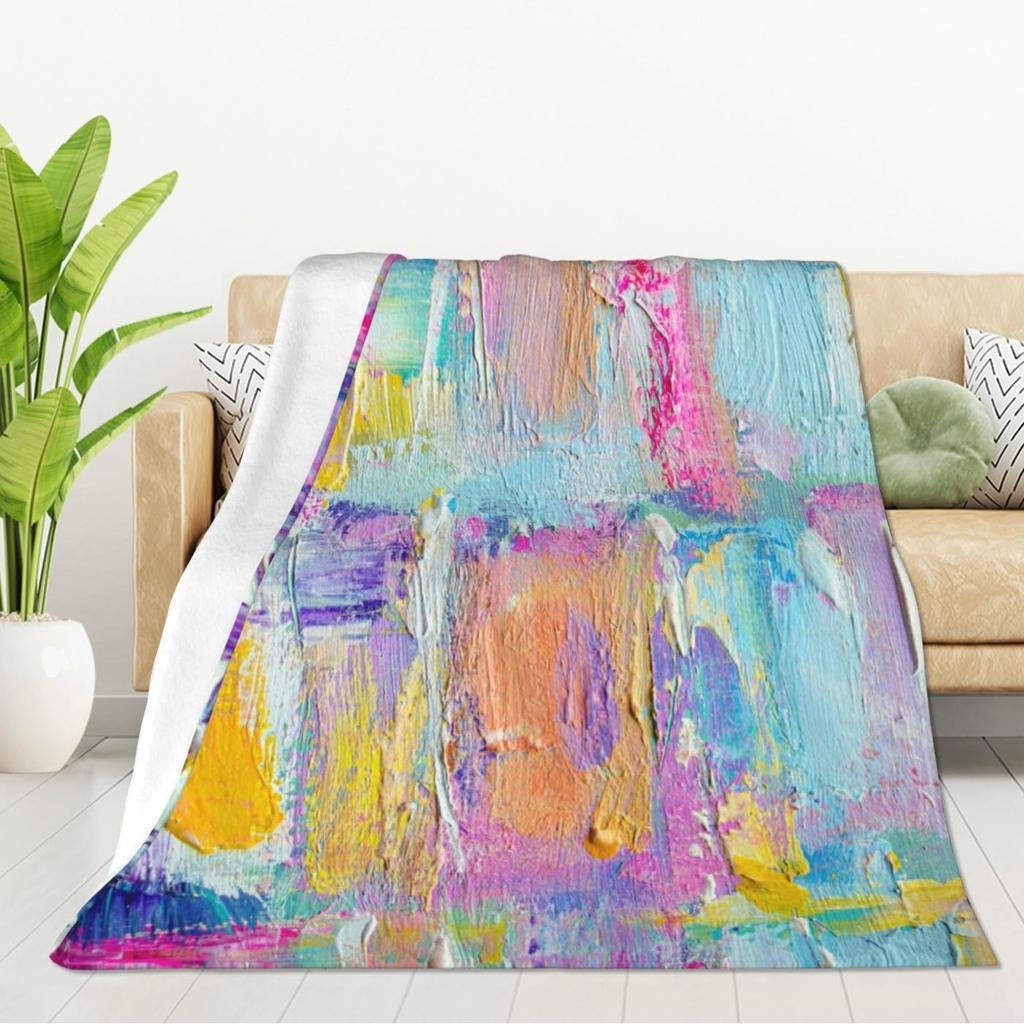 Abstract Graffiti Turquoise Print Flannel Blanket Sofa Office Blanket Gift Blanket Nap Blanket