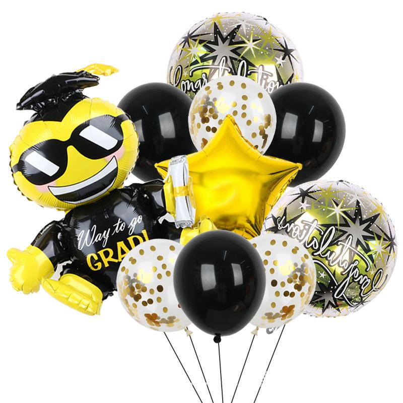 2024 Graduation Season 12-Inch Latex Sequined Aluminum Film Balloon 10-Piece Set Happy Grad Party Arrangement Gift
