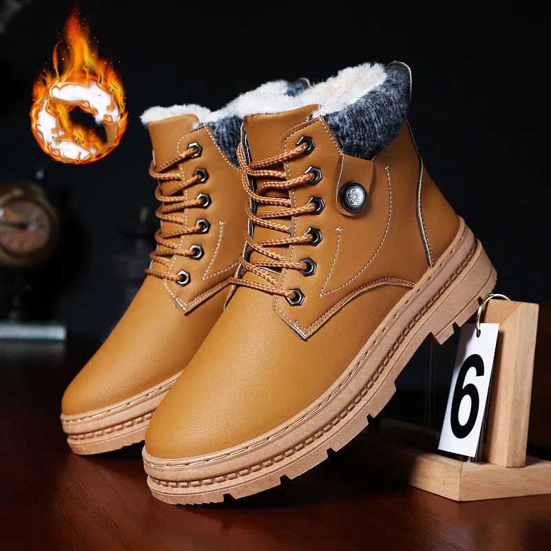 Плюс бархатные зимние ботинки хлопковая обувь зимние мужские утепленные и износостойкие ботинки с высоким берцем 44 2858₽