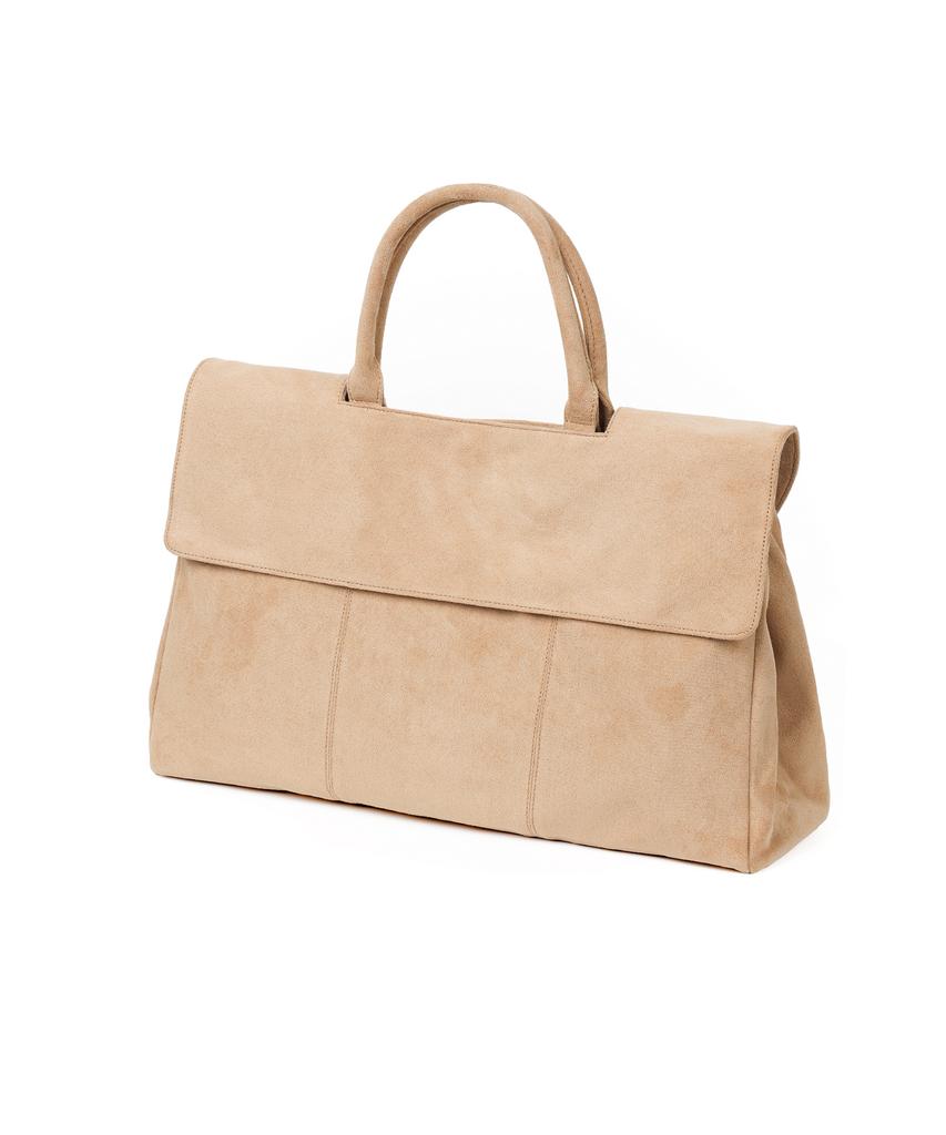 Noise Suede Big Crossbody Tote Bag - Beige