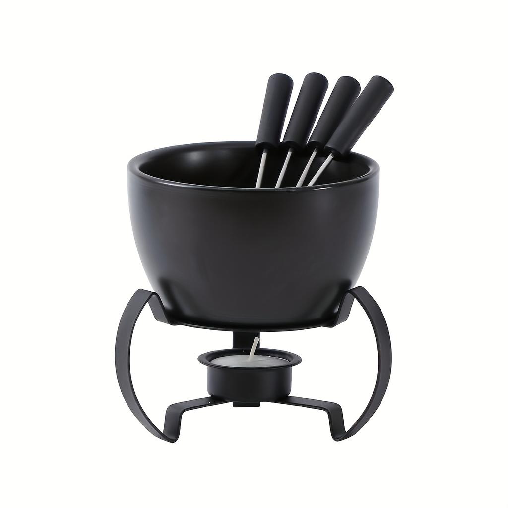 Porcelain Hot Pot Set Chocolate,Cheese Fondue with Candle Holder Kitchen Accessories for Dessert Service