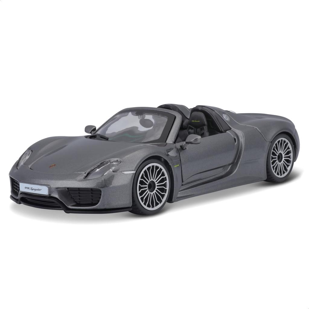 Bburago Scale Porsche 918 Spyder Gray Diecast Model Finished GY 1/24 / Car, Product, 18-21076