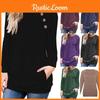 Stylish Women's Pullover Long Sleeve Solid Button Sweatshirt Top For Casual Wear
