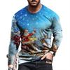 Spring and Autumn Round Neck 3D Christmas Theme Printed T-shirts Fashionable Casual Long Sleeved Men's T-shirts