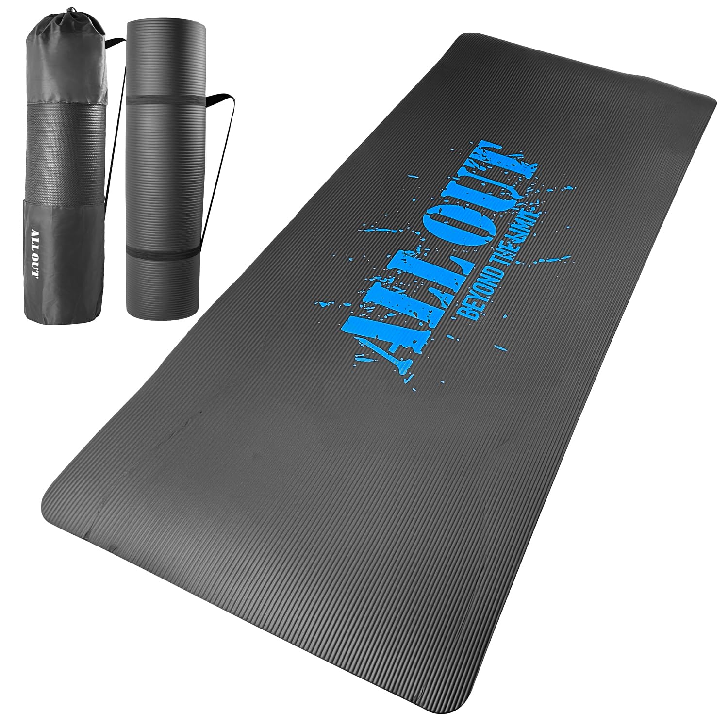 

ALLOUT Training Mat, Strength Training Mat, Yoga Mat, Exercise Mat, 10mm Thick, High-Density NBR, with Carrying Strap, Authentic ALLOUT Product (Blue)