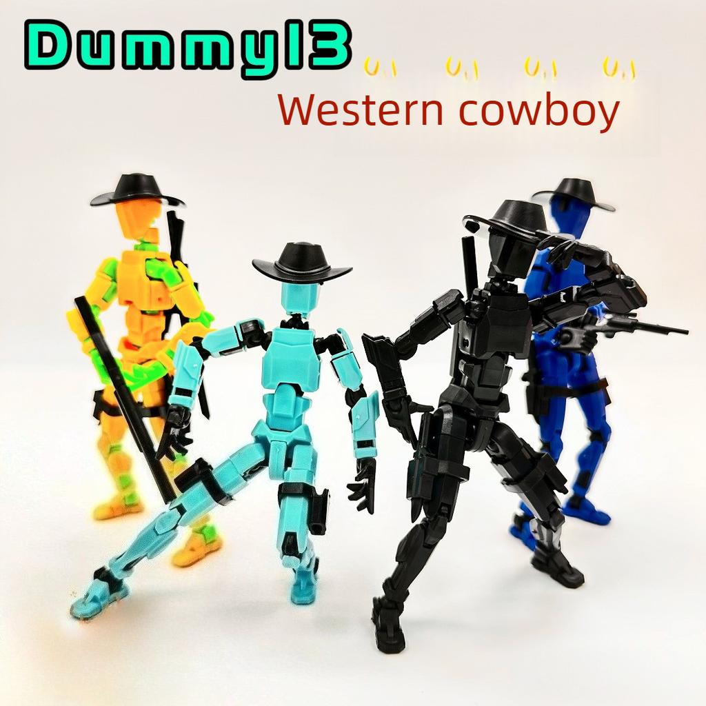 3D Printed Toy Western Cowboy Model Lucky13 Action Figure Dummy T13 Toy Doll Robot Assembly Model Decoration Desktop Decoration
