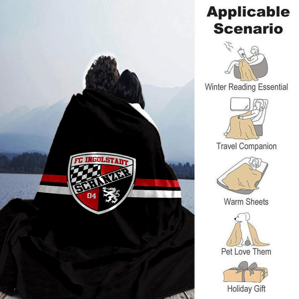 FC Ingolstadt Schanzer Print Flannel Blanket High Quality Warm Comfortable Cover for All Seasons Perfect for Gifts Home Decor