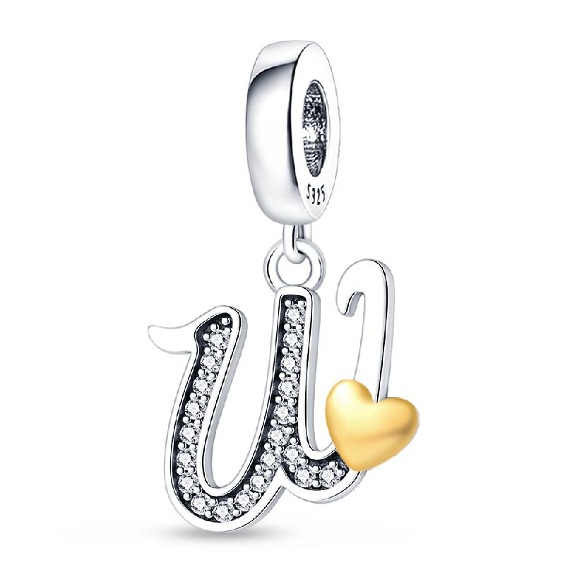 925 Silver Gold A-Z Alphabet 26 Letters Charms Bead Pendant Fit Bracelet Bangle Necklace Jewelry For Women Man
