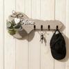 1 Wooden "Home" Key Holder Wall Decor With Heart Embellishments And 4 Hooks - Stylish Modern Party Home Decor