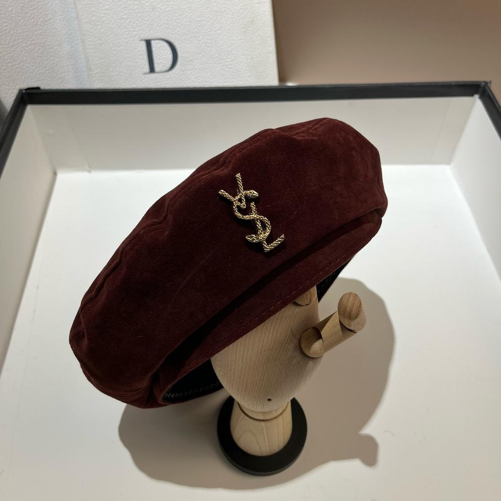 Vsl Paris Catwalk Autumn Octagonal Beret High Quality Big Hat Frosted Leather Painter Hat
