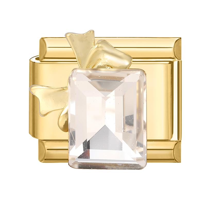 

Gold Color Heart Bow Butterfly Bright Zircon Long Pendant Italian Charm Links Fit 9mm Stainless Steel Bracelet DIY Making Gift