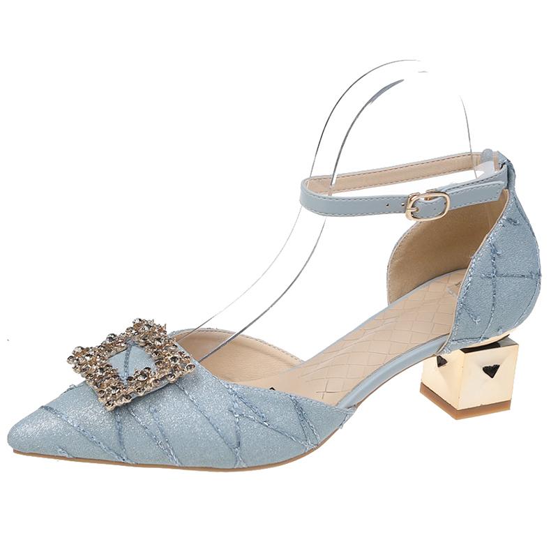 2022 Newest Pointed Toe Retro Shiny Bow High Heels Summer Ladies Wedding Bridesmaid Party Stiletto Pumps Shoes Women Shoes Heels