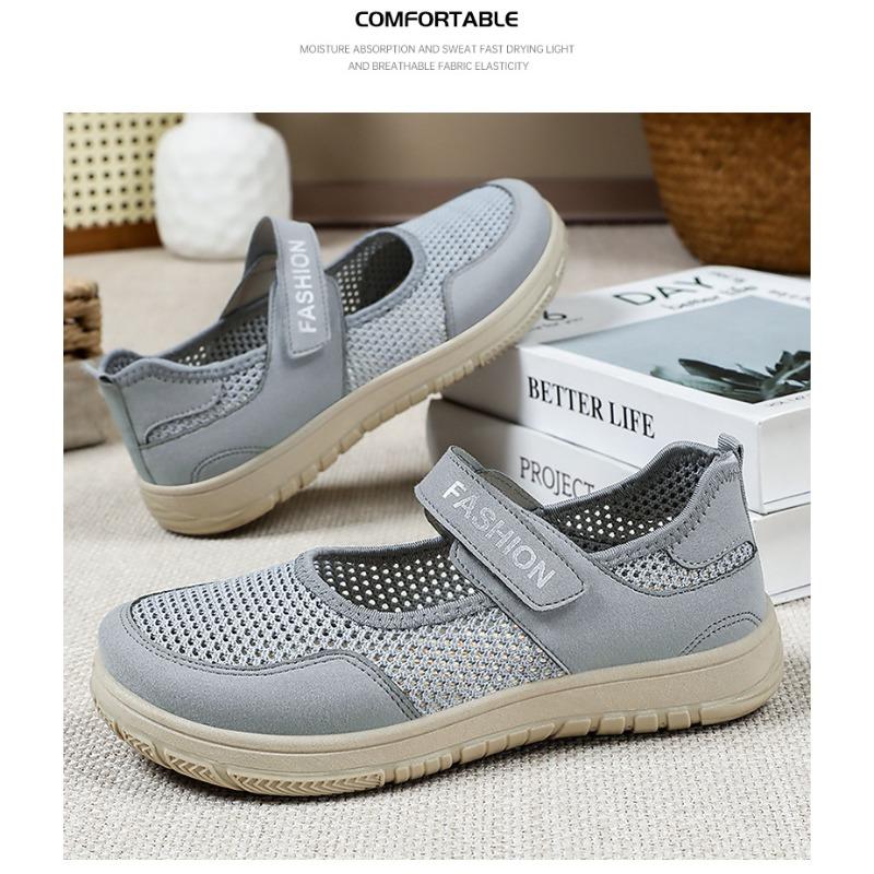 Women Spring Casual Flats Breathable Comfortable Soft Sole Slip-On Mom Shoes Lightweight PU Everyday Wear Old Beijing Style