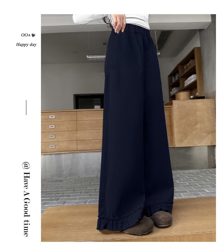 Girls' Fashionable Lace Wide-Leg Pants for Spring and Fall - Casual Straight-Leg Style for Middle and Big Girls