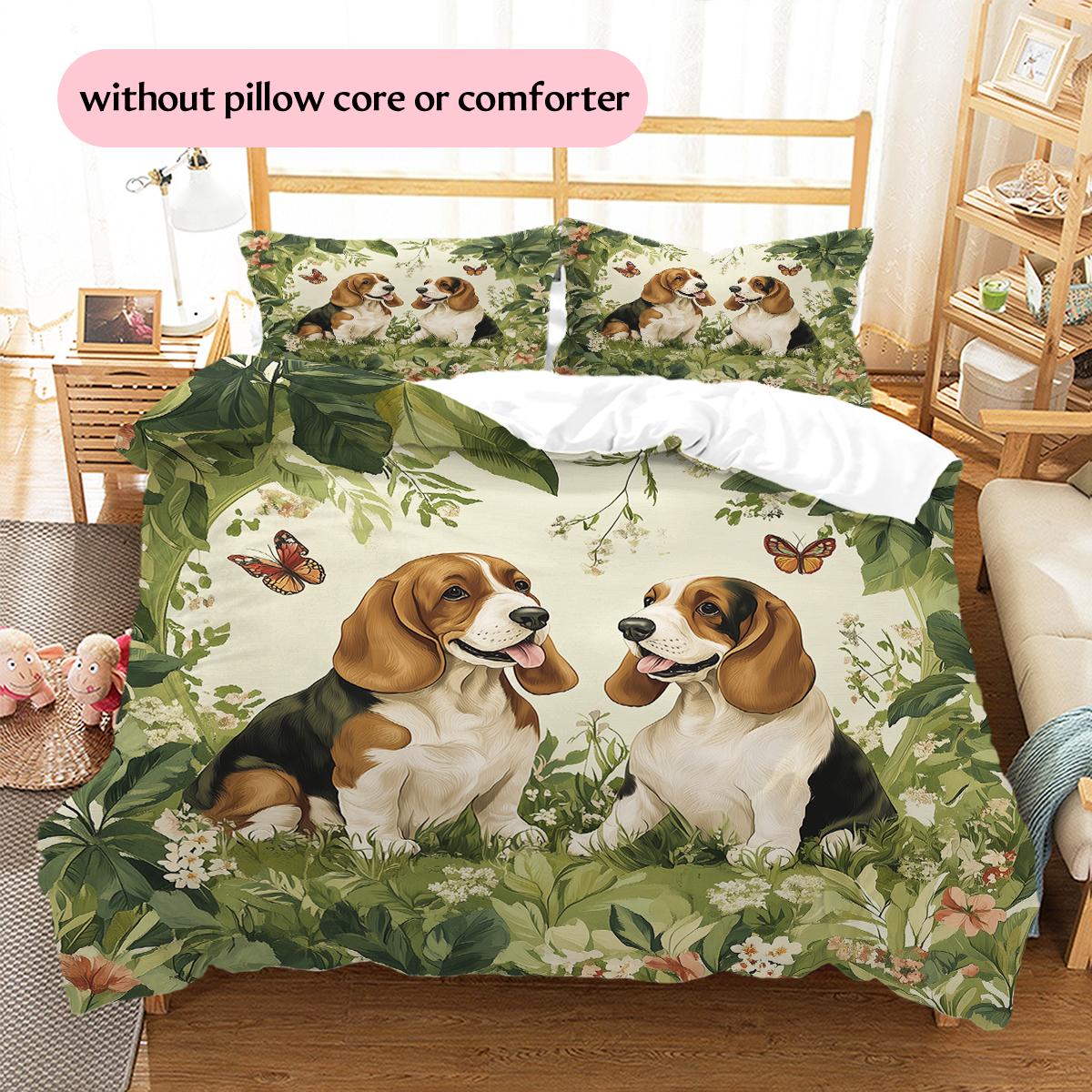 

Basset Hound and Grassland Pattern Bedding Home Decoration Birthday Gift (1 * duvet cover + 2 * pillowcase, without core) 135x200cm