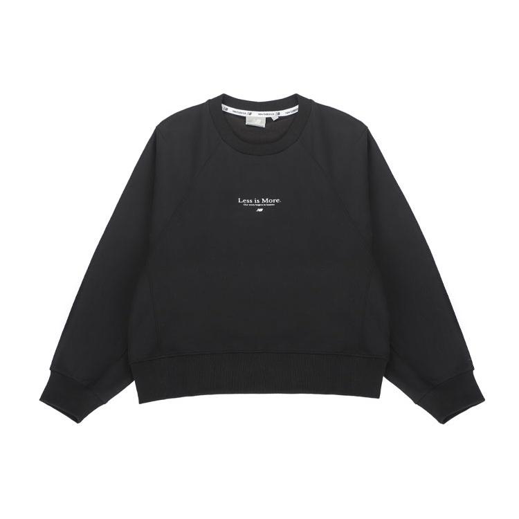 (WMNS) New Balance Casual Sports Alphabet Printing Pullover Round Neck Hoodie Black Women s 5CC13022-BK L