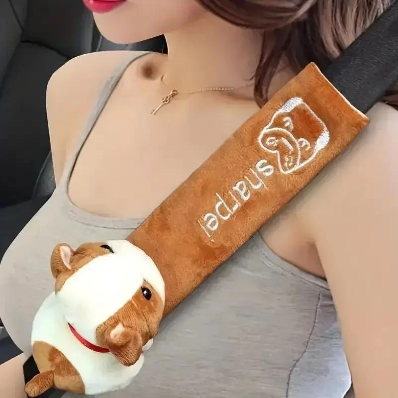 Universal Auto Seat Belt Seatbelt Covers Cartoon Car Seat Belt Covers Shoulder Pad Warm Flannel Interior Seat Cushion Protector