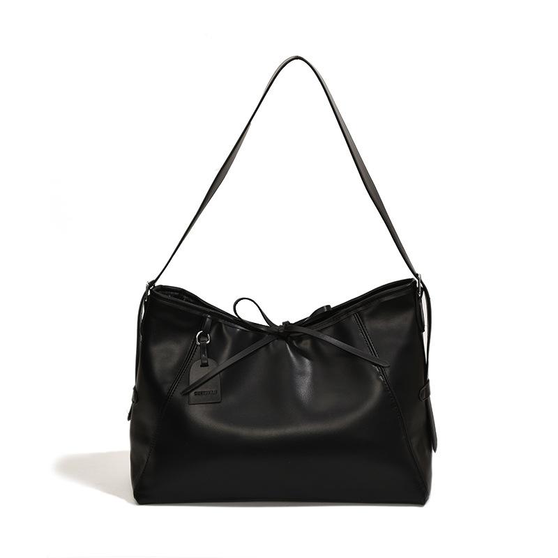 

Простая сумка-тоут большой вместимости с косым ремнем женская 2025 весна-лето модная рабочая для поездок на работу и отдыха на плечо чёрный