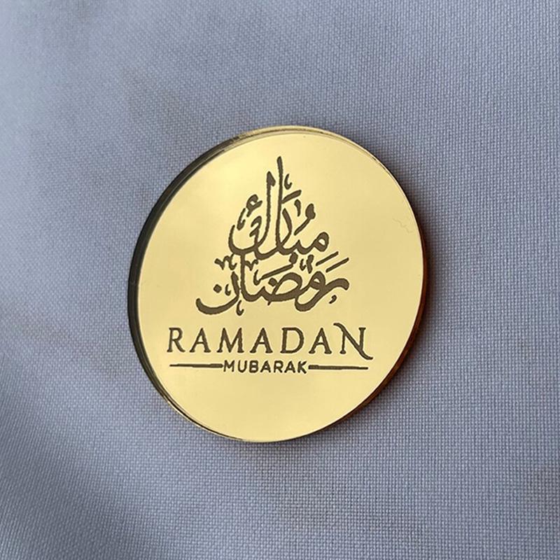 4pcs arabic Ramadan Mubarak Kareem cake Disc Cupcake Topper Eid Al-Fitr Muslim Islamic Iftar Suhoor Dessert Table Decoration