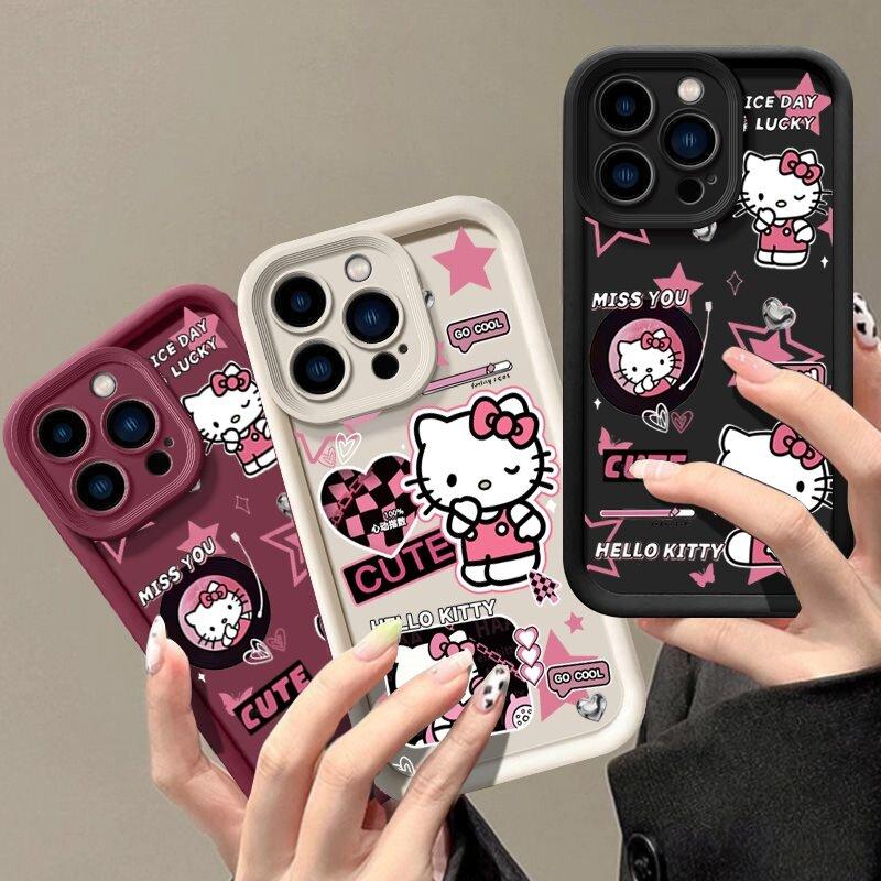 Cute Hello Kitty Gramophone Phone Case For Google Pixel 7 8 9 Pro 7A 8A 5G 9 Pro XL Soft Silicone Y2K Shockproof Pink Cover