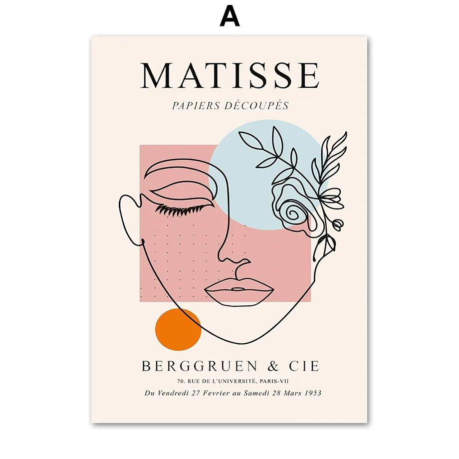 

Matisse Abstract Posters for Living Room Decor, Coral Flower, Dance Girl Lines, Wall Art, Canvas Painting, Prints Pictures 21x30cm No Framed