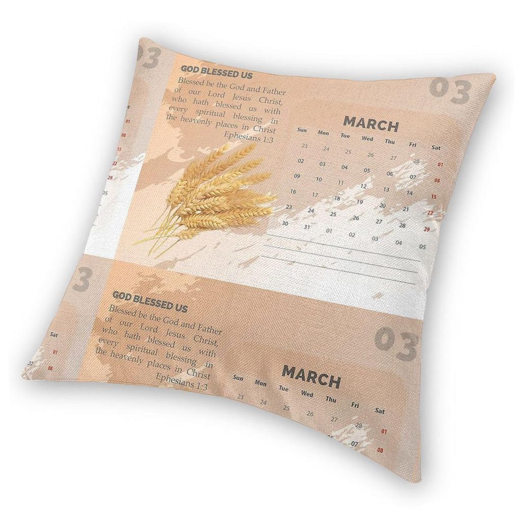 Calendar Bible Verse Square Pillowcase Polyester Linen Velvet Pattern Zip Decorative Pillow Case Bed Cushion Cover