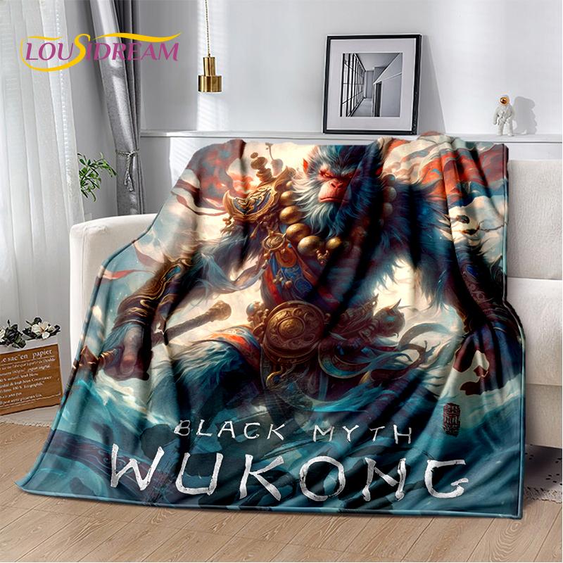 3D Black Myth Wukong Monkey King Cartoon Game Soft Blankets,Throw Blanket Comfortable Blanket for Picnic Beds Sofa Home Bedroom