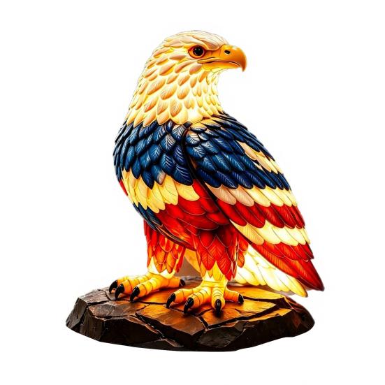 Bald Eagle Table Lamp 3D Resin American Eagle Night Light Red White Blue Patriotic Bedside Lamp for Living Room Bedroom Kids Room Office S
