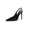 ZS222-1 red-soled high heels femininity thin heels sexy bridesmaids black pointed large size single shoes autumn and winter