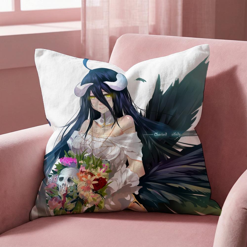 OVERLORD Albedo Anime Cushion Cover Multi-Scene Pillow Cover for Home & Car - Reversible, Soft & Durable for Daily Use
