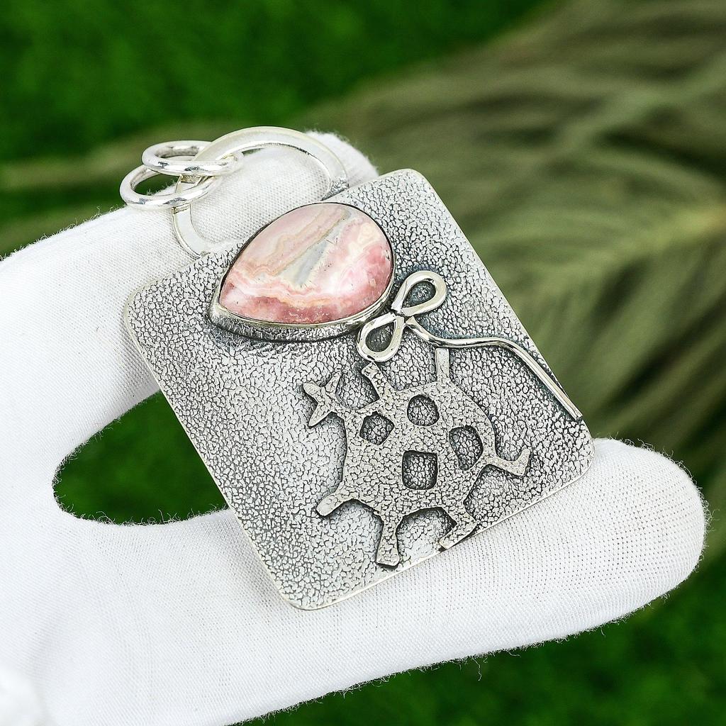 Schwestern-Tag Sale Sterlingsilber Natürlicher Rhodochrosit Herzchakra Ehefrau Anhänger