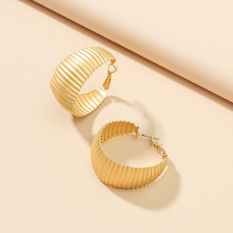 Geometric C-shaped Earrings: European & American Style with Exaggerated Circles for Women