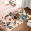 Bees and Flowers Printing Non-Slip Small Rug Waterproof Easy Clean Floor Mat for Indoor Outdoor Use Durable Home Decor Fashion