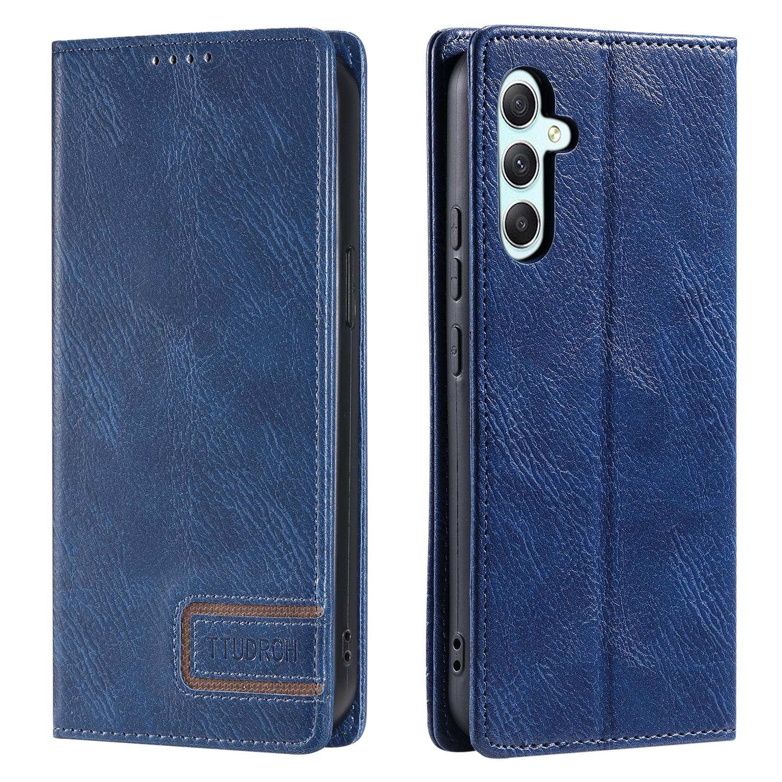 

TTUDRCH Style 007 For Samsung Galaxy S25 FE Leather Case RFID Blocking Wallet Stand Phone Cover Blue