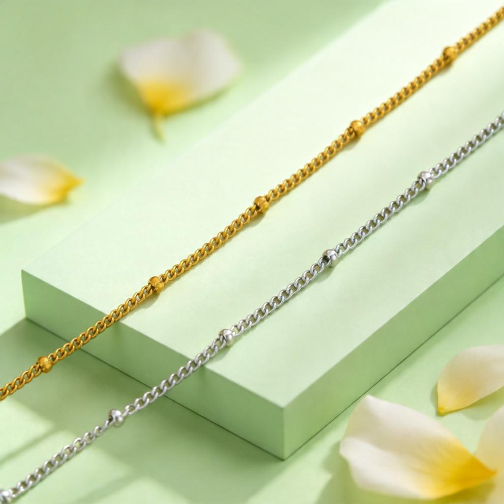Minimalist Beads Chain Bracelet for Women Thin Stainless Steel O-Chain Bracelets Fashion Wrist Jewelry Gift