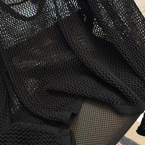 Women Cover Up Tops V-Neck Straps Collar Long Sleeve Summer Sun