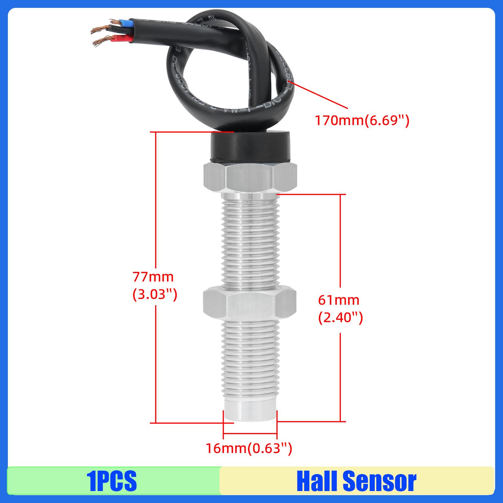 

1PCS Hall Sensor for Tachometer Pulse Signal Speed Meter M16 DC 5-30V Three Wires Hall Magnetic Induction Proximity Sensor NPN 16mm