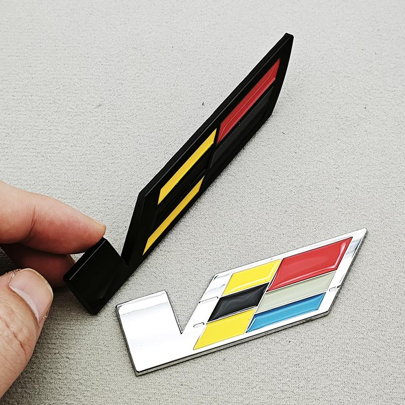 3D Metal Car Sticker Logo V Rear Trunk Badge Fender Side Emblem Decals For Cadillac ATS CTS CT4 CT5 XT6 Auto Accessories
